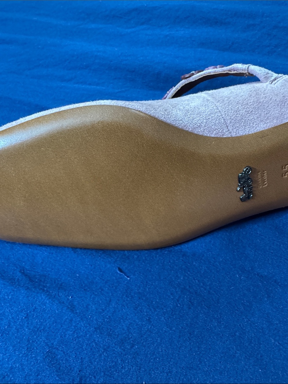 Coach Pink Suede Mary Jane Flats with Floral Strap - Picture 2 of 5